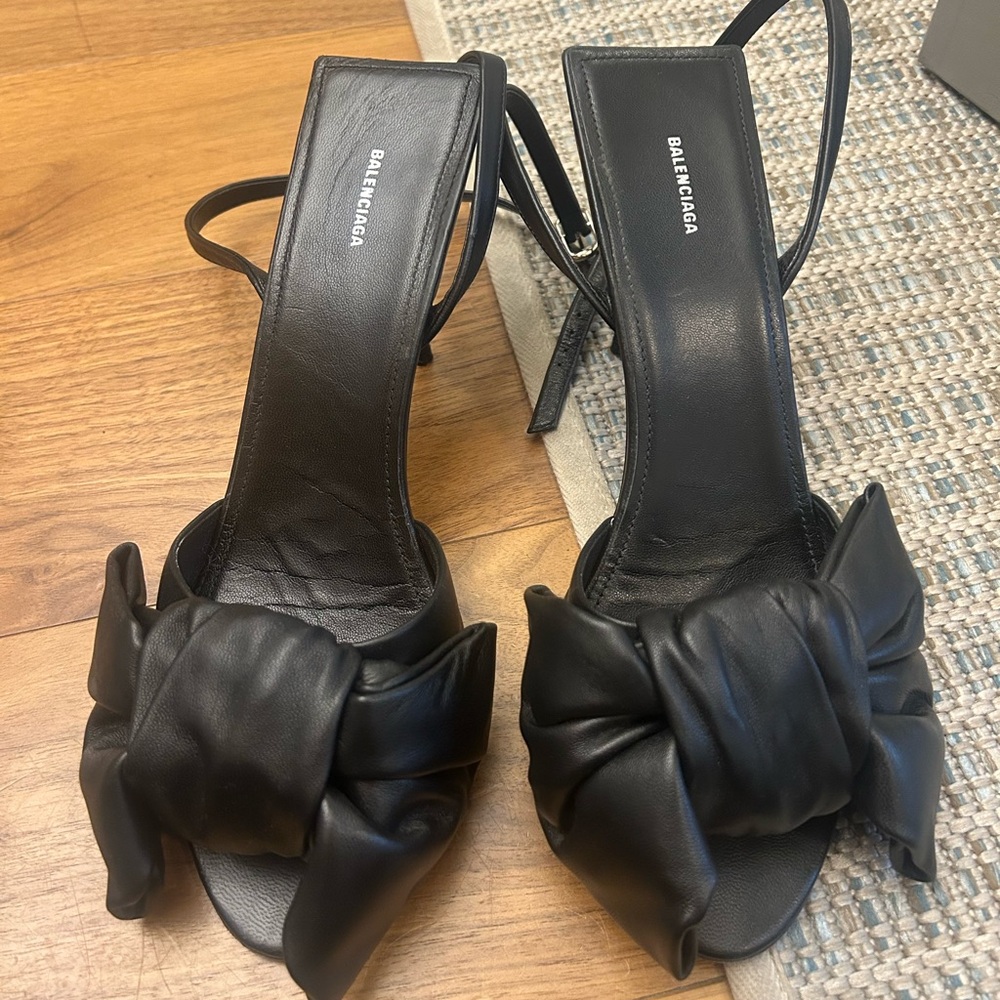 Balenciaga Black Leather Bow Heels